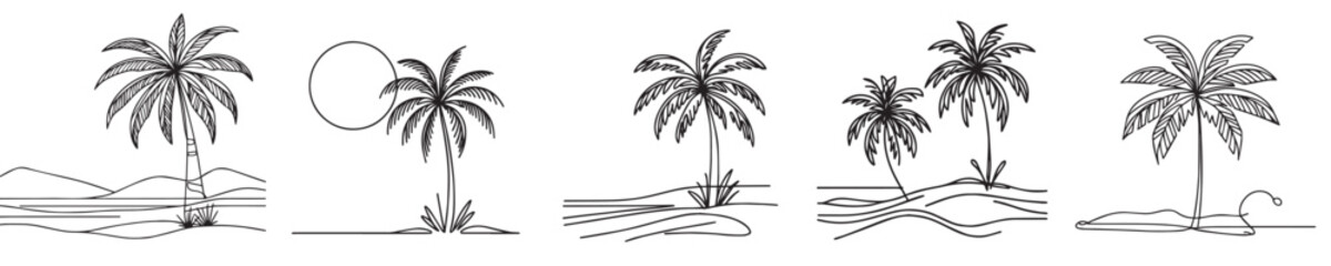 coconut tree vector continuous line style