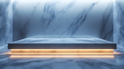 there is a marble room with a light on the floor