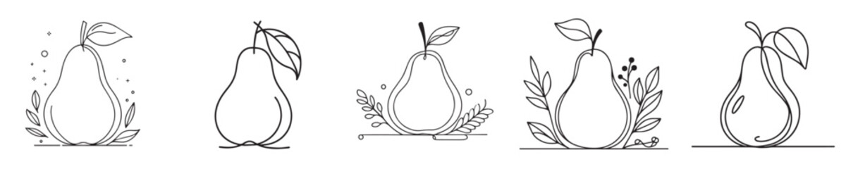 pear fruit vector continuous line style