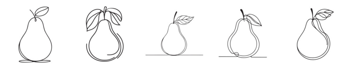 pear fruit vector continuous line style