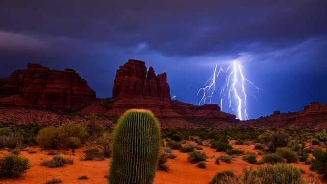 Time-lapse of Thunderstorm flashes with multiple bolts of lightning. 