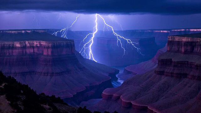 Time-lapse of Thunderstorm flashes with multiple bolts of lightning. 