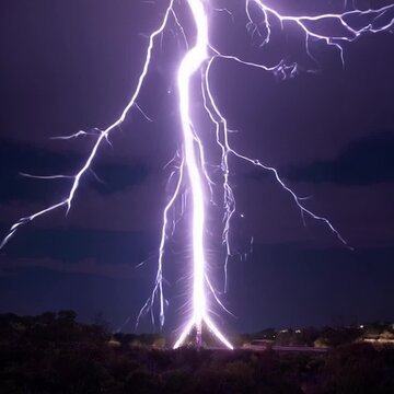 Time-lapse of Thunderstorm flashes with multiple bolts of lightning. 