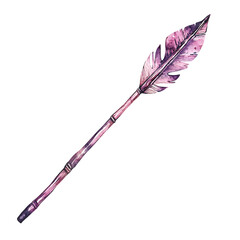 Artistic Arrow with Hand Drawn Style in Pastel Mauve Isolated on Transparent Background
