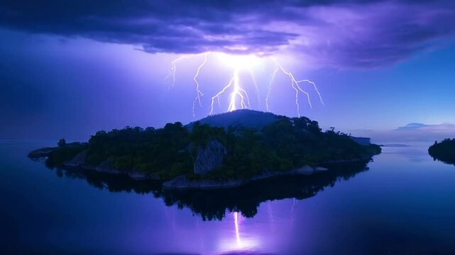 Time-lapse of Thunderstorm flashes with multiple bolts of lightning. 