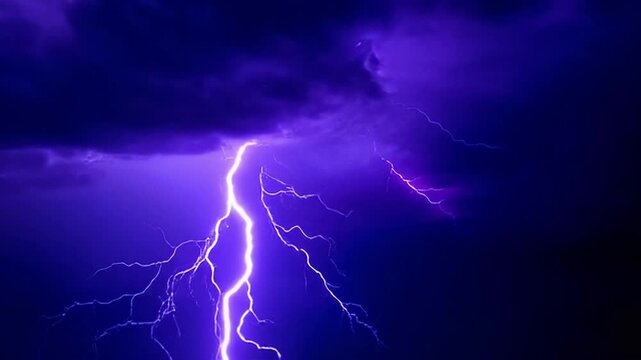 Time-lapse of Thunderstorm flashes with multiple bolts of lightning. 