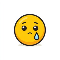 Fototapeta premium sad face emoji with single tear icon