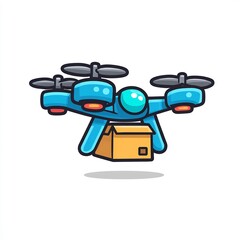Naklejka premium Delivery Drone Carrying Box Cartoon 