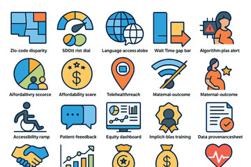 Dashboard showcasing health equity metrics and program features for community improvement initiatives