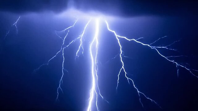 Time-lapse of Thunderstorm flashes with multiple bolts of lightning. 