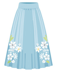 Pale Blue Skirt with Daisies - Vector Illustration