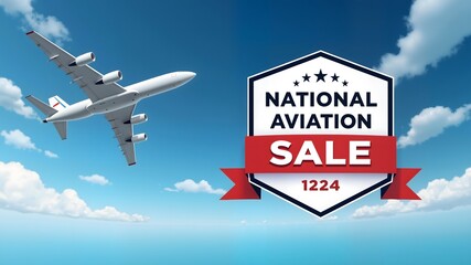 National Aviation Week sale banner design free space in the center
