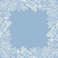 Elegant White Lace Square Border. Invitation Design Element.