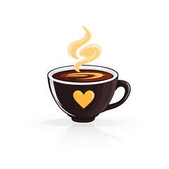 Obraz premium Coffee cup with heart-shaped steam