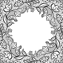 Elegant Black Lace Oval Frame.