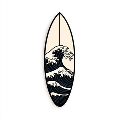 Surfboard with Ocean Waves