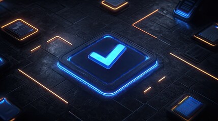 Technological affirmation graphic interface illustration.