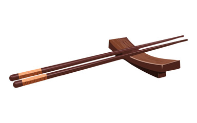 Crossed Chopsticks on Arc Rest - Vector Illustration