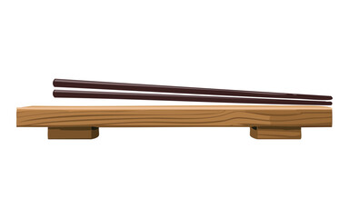 Restaurant Utensils Dark Wood Chopsticks - Vector Illustration