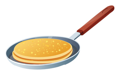 Plain Pancakes in Skillet - Vector Illustration