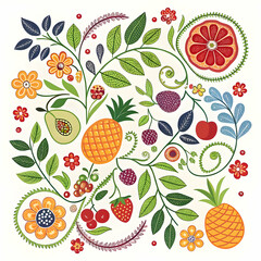 Nakshi design indian cultural pattern vector illustration background isolated white 