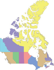 Vector map of Canada with provinces