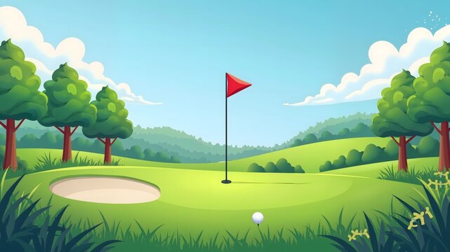 National Golf Month sale banner design free space in the center
