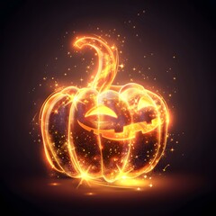 Glowing Crystal Halloween Pumpkins with Magical Sparkles
