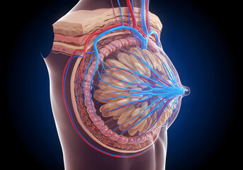 Female breast anatomy illustration