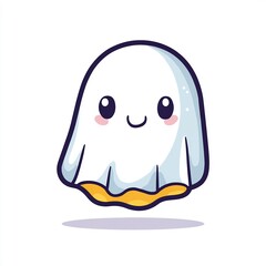 Obraz premium Floating Cute Smiling Ghost for Halloween