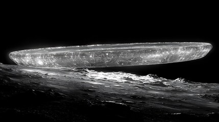 Side profile showing ultra thin disk of rings Ring Thickness Extent Thickness to radius comparison Digital render Digital art