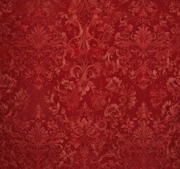 Fototapeta premium Deep crimson damask, opulent swirling pattern , crimson, luxury decor, brocade