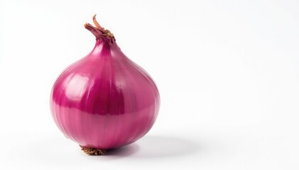 Fototapeta premium Single red onion, vibrant color, clean white background, isolated, background
