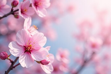 Obraz premium Soft pastel sakura pattern, full bloom, gentle gradients, delicate, romantic, white