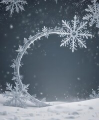 Elegant snowflake border, large & small flakes on snowy backdrop ,  pattern,  holiday