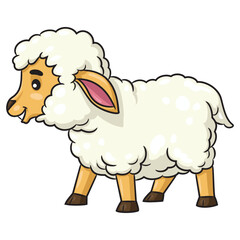 Cute white sheep cartoon.eps