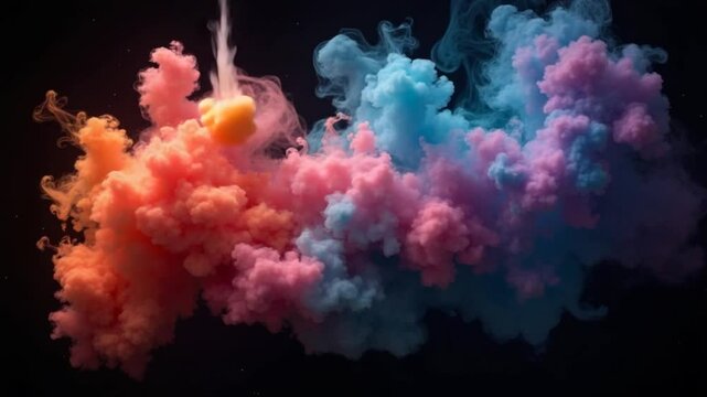 AI generated colorful smoke and ink on black background