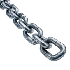 Obraz premium Strong metal chain links resting on a clean Transparent background showcasing durability and strength, Strong Metal Chain Links on PNG background