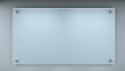 Blank wide transparent glass office corporate Signage plate Mock Up Template, Clear Printing Board For Branding, Logo. Transparent acrylic advertising signboard proportion 1 : 2 mockup side view, mi