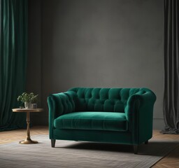Deep emerald velvet, ideal for upholstery or backdrop ,  fabric texture,  soft,  styling