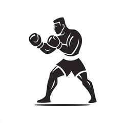Boxer silhouette throwing punch, sports icon