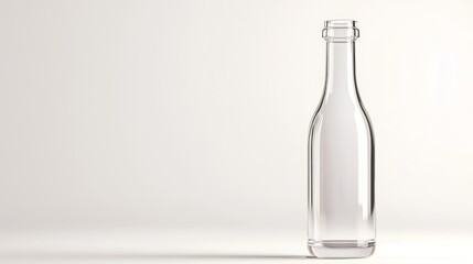 Elegant simplicity clear glass bottle on pristine white background for showcase