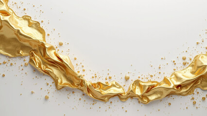 Golden Glitter Sparkle on White Background, Shimmering Luxury Texture Effect