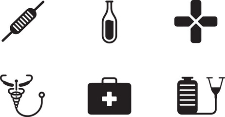 Medical icons set healthcare symbols clinic graphics