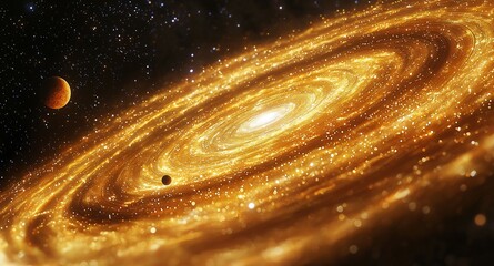 Solar system formation visualized spinning protoplanetary disk cosmic dust simulation spiral formation layout digital render