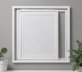 Modern white frame collage mockup, clean lines,  clean,  contemporary,  modern