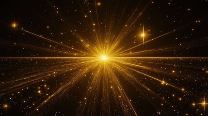 Naklejka premium Radiant golden explosion in a dark cosmos.