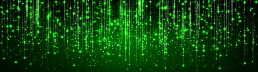 Green falling particles on dark background
