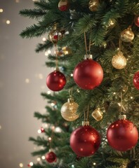 Sparkling Christmas tree ornaments & festive garland , photography, design