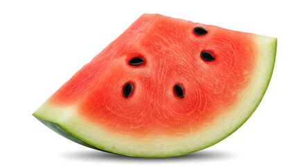 Watermelon Slice with Seeds Fresh Juicy Summer Fruit on White Background